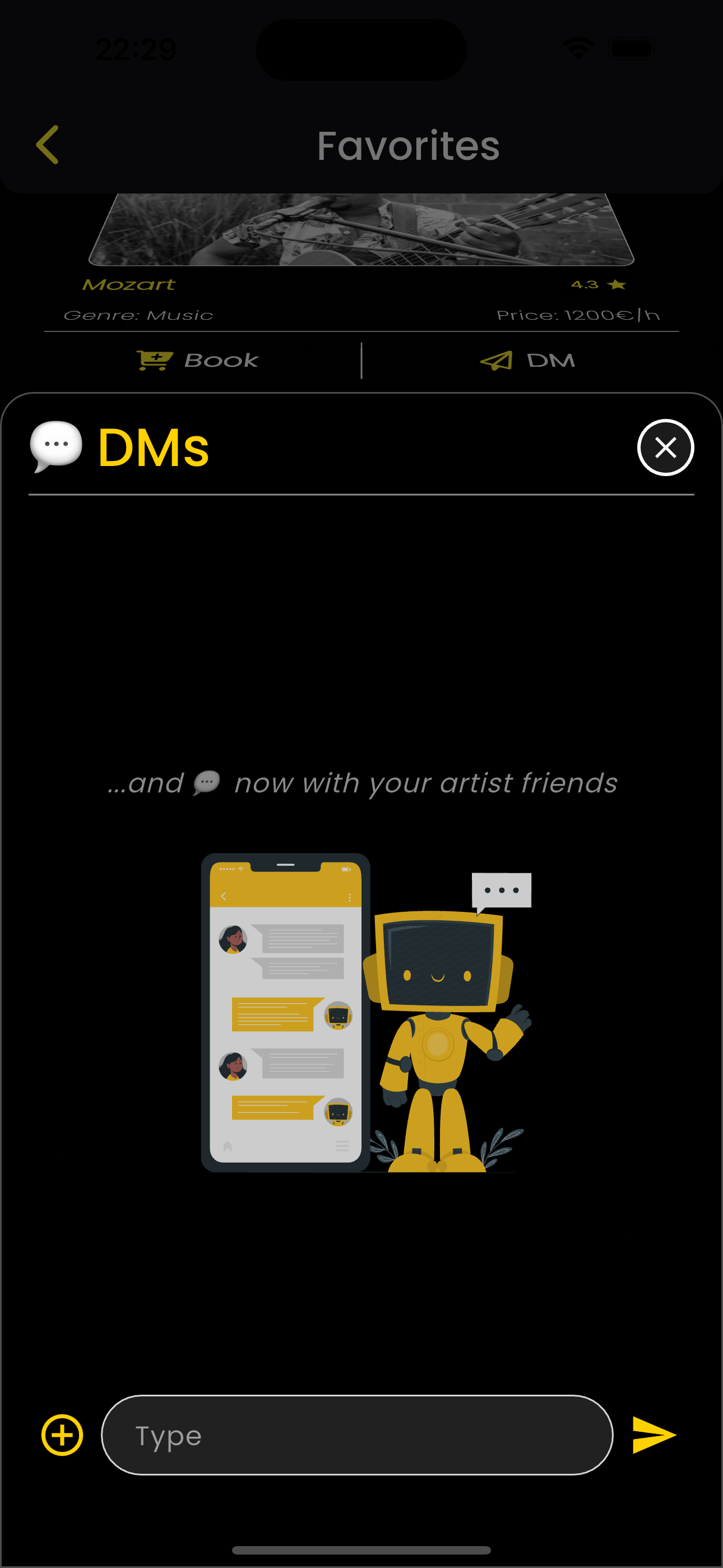 Artemi direct messages screen